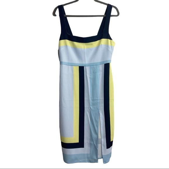 ARITIZIA BABATON 90s Slip Dress Blue Yellow Midi Dress 4 - Picture 6 of 9
